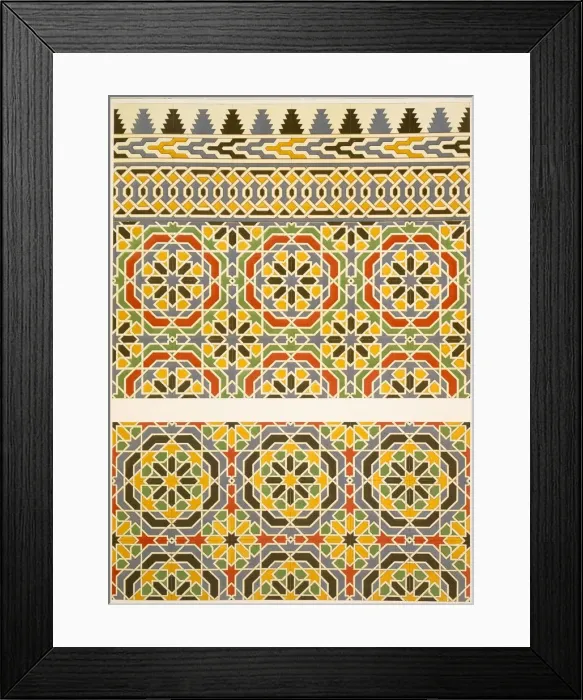 Framed Print : Geometric ceramic (Faience) decoration from the Mosque of Cheykhoun, pub. 1877. Creator Framed Print : Geometric ceramic (Faience) decoration from the Mosque of Cheykhoun, pub. 1877. Creator
