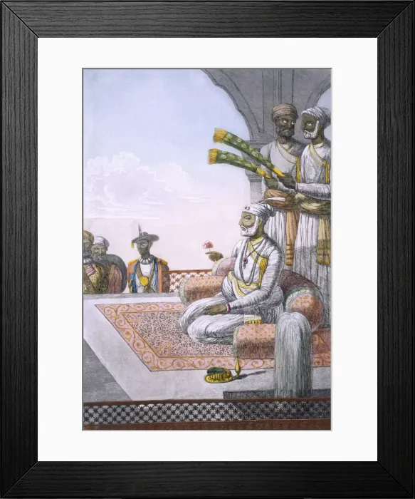 Framed Print : A Rahjah with attendants, pub. 1808-12. Creator: Franz Balthazar Solvyns (1760-1824) Framed Print : A Rahjah with attendants, pub. 1808-12. Creator: Franz Balthazar Solvyns (1760-1824)