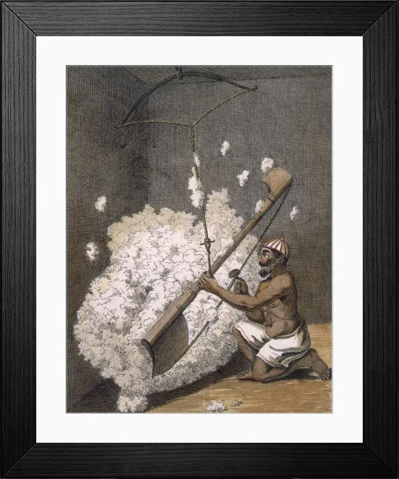 Framed Print : Carding cotton, 1782. Creator: Pierre Sonnerat (1745-1814) Framed Print : Carding cotton, 1782. Creator: Pierre Sonnerat (1745-1814)