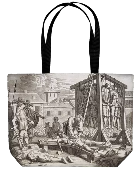 Hangings and torture, pub. 1672. Creator: Philip Baldaeus (1632-1672)