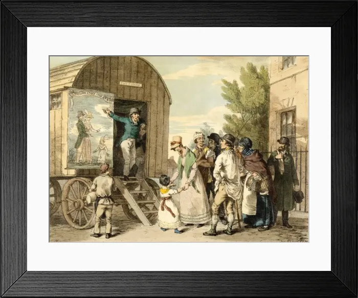 Framed Print : The Show, pub. c1821. Creator: John Augustus Atkinson (1775 - 1831) after Framed Print : The Show, pub. c1821. Creator: John Augustus Atkinson (1775 - 1831) after