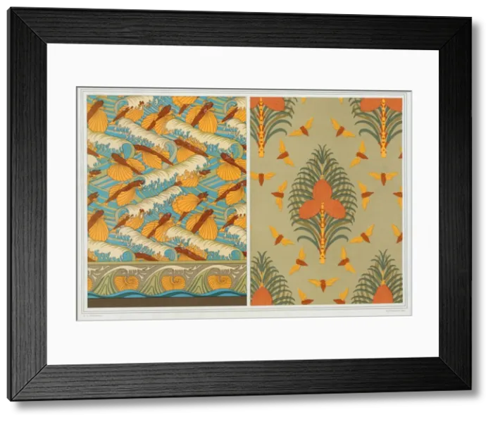 Framed Print : Designs for wallpaper Flying Fish and Waves, pub Framed Print : Designs for wallpaper Flying Fish and Waves, pub