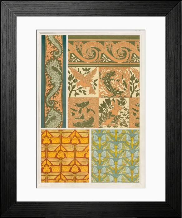 Framed Print : Designs for wallpaper borders and Cermaic Tiles, pub. 1897. Creator: Maurice Pillard Verneuil Framed Print : Designs for wallpaper borders and Cermaic Tiles, pub. 1897. Creator: Maurice Pillard Verneuil