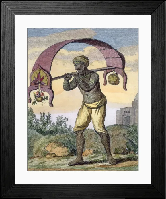 Framed Print : Paeni Caori (religious devotee carrying offerings for the gods), 1782. Creator: Pierre Sonnerat Framed Print : Paeni Caori (religious devotee carrying offerings for the gods), 1782. Creator: Pierre Sonnerat