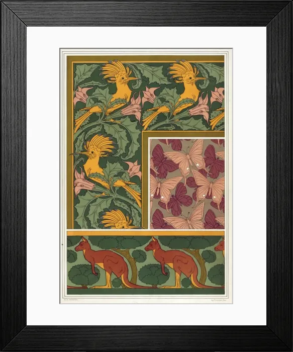 Framed Print : Designs for wallpaper borders and silk fabric, pub. 1897. Creator: Maurice Pillard Verneuil Framed Print : Designs for wallpaper borders and silk fabric, pub. 1897. Creator: Maurice Pillard Verneuil