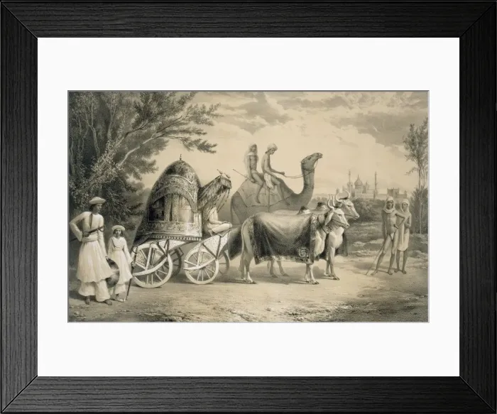 Framed Print : Harem Carriage of the King of Delhi, pub. 1858. Creator: A. Soltykoff (1806?1859) Framed Print : Harem Carriage of the King of Delhi, pub. 1858. Creator: A. Soltykoff (1806?1859)