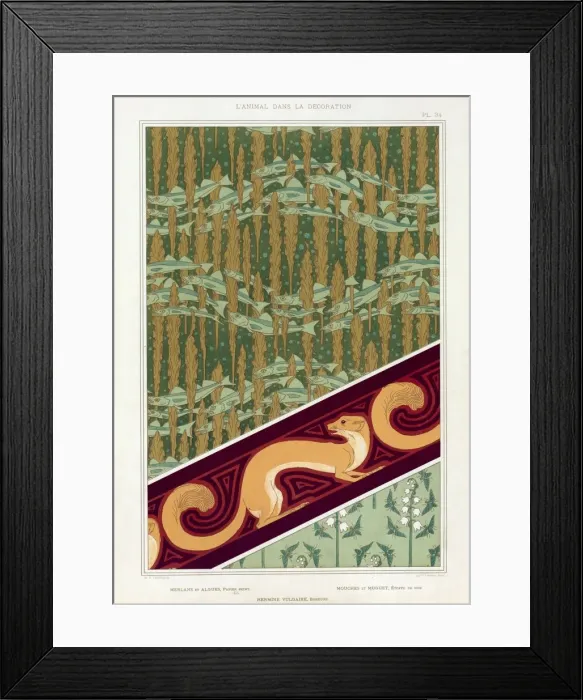 Framed Print : Designs for wallpaper, border and silk fabric, pub. 1897. Creator: Maurice Pillard Verneuil Framed Print : Designs for wallpaper, border and silk fabric, pub. 1897. Creator: Maurice Pillard Verneuil