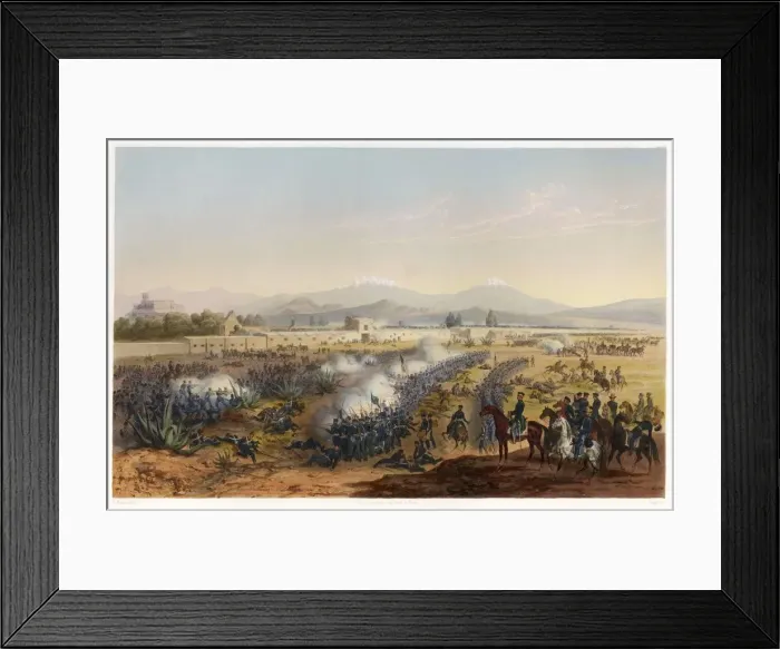Framed Print : Molino del Rey - attack upon the Molino, pub. 1851. Creator: Carl Nebel (1805 - 1855) Framed Print : Molino del Rey - attack upon the Molino, pub. 1851. Creator: Carl Nebel (1805 - 1855)