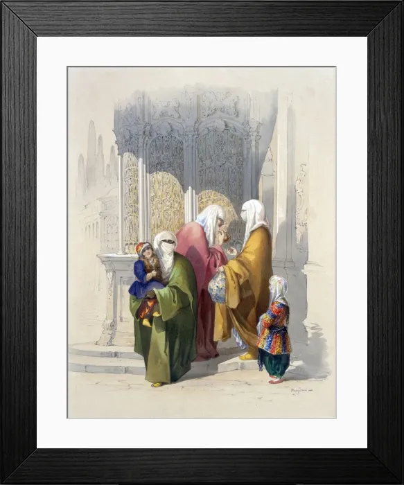 Framed Print : Street scene with passers-by including a poor black African woman and child, pub Framed Print : Street scene with passers-by including a poor black African woman and child, pub