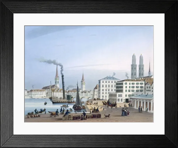 Framed Print : Zurich, 19th Century. Creator: Swiss School (19th Century) Framed Print : Zurich, 19th Century. Creator: Swiss School (19th Century)
