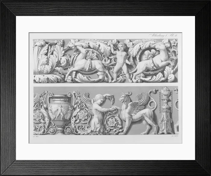 Framed Print : Designs for classical friezes, from Precision Book of Drawings, 1856. Creator Framed Print : Designs for classical friezes, from Precision Book of Drawings, 1856. Creator
