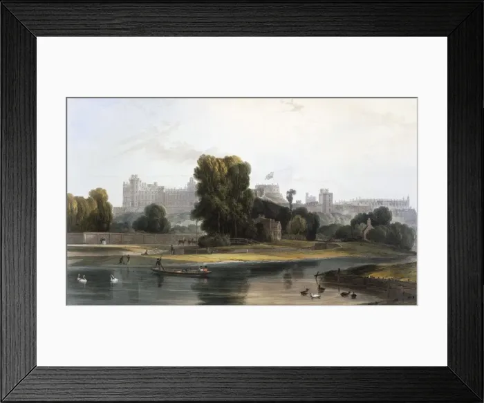 Framed Print : Windsor Castle from the River Thames at Eton, c1827-30. Creator: William Daniell (1769-1837) Framed Print : Windsor Castle from the River Thames at Eton, c1827-30. Creator: William Daniell (1769-1837)