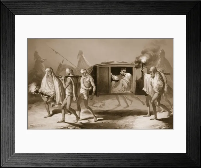 Framed Print : Indian-style post-chaise in the Punjab between Loudiana and Amritsar, 1859. Creator: A Framed Print : Indian-style post-chaise in the Punjab between Loudiana and Amritsar, 1859. Creator: A