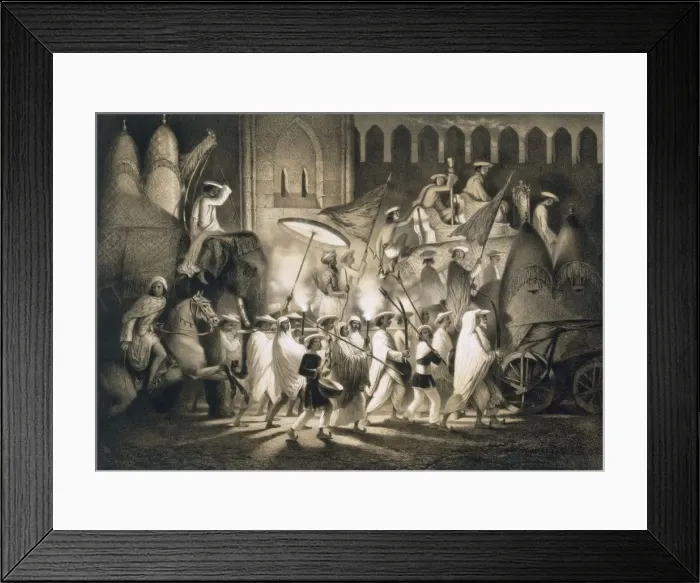 Framed Print : Delhi: Cortege and Retinue of the Great Moghul, pub. 1858. Creator: A. Soltykoff (19th century) Framed Print : Delhi: Cortege and Retinue of the Great Moghul, pub. 1858. Creator: A. Soltykoff (19th century)