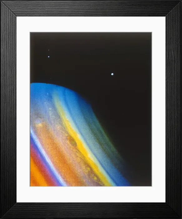 Framed Print : Saturn and its moon Dione, seen from the Voyager 2 spacecraft. Creator: NASA Framed Print : Saturn and its moon Dione, seen from the Voyager 2 spacecraft. Creator: NASA