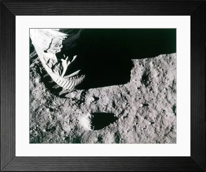 Framed Print : Buzz Aldrins footprint on the Moon, Apollo 11 mission, July 1969. Creator: Buzz Aldrin Framed Print : Buzz Aldrins footprint on the Moon, Apollo 11 mission, July 1969. Creator: Buzz Aldrin