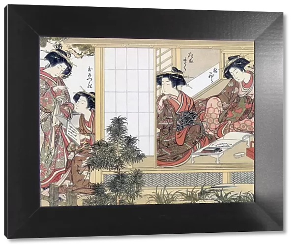Female Japanese Courtesans Reading and Writing, c1776. Creator: Katsukawa Shunsho (1726-93) after