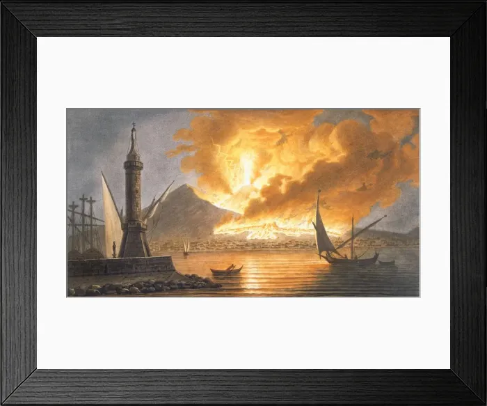 Framed Print : View of the great eruption of Vesuvius from the mole of Naples in the night of 20 October 1767 Framed Print : View of the great eruption of Vesuvius from the mole of Naples in the night of 20 October 1767