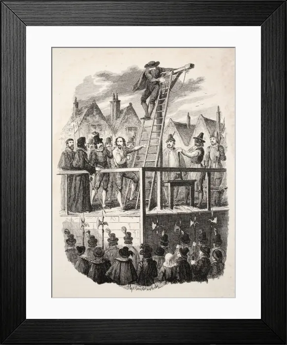 Framed Print : Execution of Guy Fawkes, pub. 1841. Creator: George Cruikshank (1792-1878) Framed Print : Execution of Guy Fawkes, pub. 1841. Creator: George Cruikshank (1792-1878)