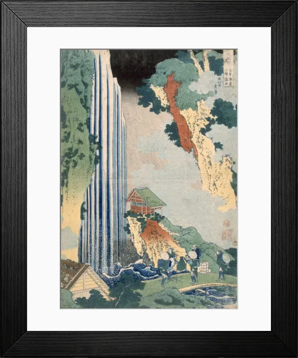 Framed Print : Ona Waterfall on the Kisokaido, 1827. Creator: Katsushika Hokusai (1760-1849) Framed Print : Ona Waterfall on the Kisokaido, 1827. Creator: Katsushika Hokusai (1760-1849)