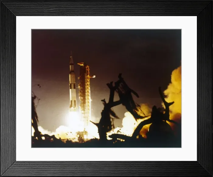 Framed Print : Saturn V rocket lifting off, Kennedy Space Center, Merritt Island, Florida, USA. Creator: NASA Framed Print : Saturn V rocket lifting off, Kennedy Space Center, Merritt Island, Florida, USA. Creator: NASA