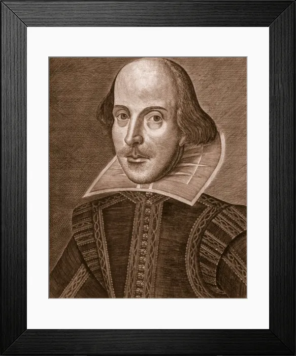 Framed Print : Portrait of Shakespeare, 1623. Creator: Martin Droeshout or English School? Framed Print : Portrait of Shakespeare, 1623. Creator: Martin Droeshout or English School?