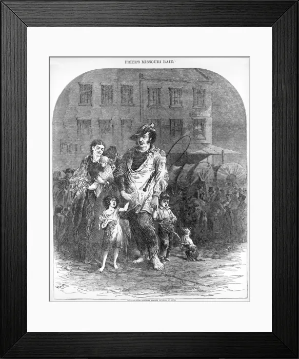 Framed Print : Refugees from Northern Missouri entering St. Louis, from Harpers Weekly, pub. 1894 Framed Print : Refugees from Northern Missouri entering St. Louis, from Harpers Weekly, pub. 1894