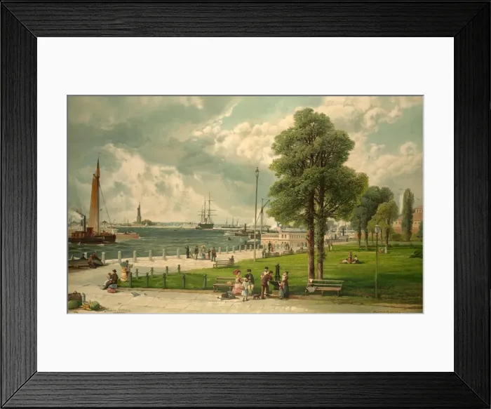 Framed Print : Castle Garden, New York, pub. 1887. Creator: Andrew Melrose (1860 - 1928) Framed Print : Castle Garden, New York, pub. 1887. Creator: Andrew Melrose (1860 - 1928)