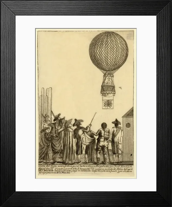 Framed Print : Vista del globo aereostatico que se hecho ante sus magesta ?pub. 1793. Creator Framed Print : Vista del globo aereostatico que se hecho ante sus magesta ?pub. 1793. Creator