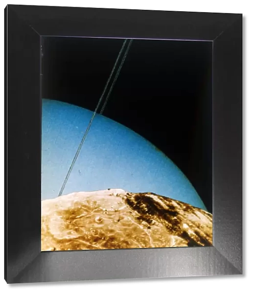 Uranus seen from Miranda, 1986. Creator: NASA