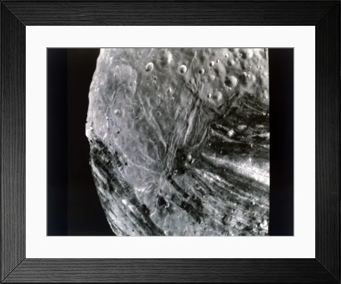 Framed Print : Miranda, one of the moons of Uranus, seen from Voyager 2, 24 January 1986. Creator: NASA Framed Print : Miranda, one of the moons of Uranus, seen from Voyager 2, 24 January 1986. Creator: NASA