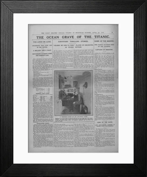 Framed Print : The Ocean Grave of the Titanic, and photograph of a wireless operator, 20 April, 1912 Framed Print : The Ocean Grave of the Titanic, and photograph of a wireless operator, 20 April, 1912