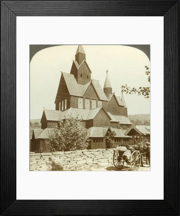 Framed Print : Many gabled timber church with 12th century arcade and turrets, Hitterdal, Norway, c1905 Framed Print : Many gabled timber church with 12th century arcade and turrets, Hitterdal, Norway, c1905