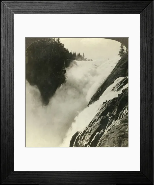 Framed Print : Terrific splendor of the mighty Riukan Falls, where it begins its 800 foot drop, Norway, c1905 Framed Print : Terrific splendor of the mighty Riukan Falls, where it begins its 800 foot drop, Norway, c1905