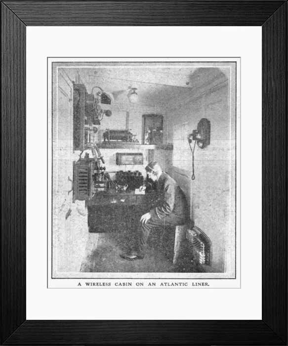 Framed Print : A Wireless Cabin on an Atlantic Liner, 20 April, 1912. Creator: Unknown Framed Print : A Wireless Cabin on an Atlantic Liner, 20 April, 1912. Creator: Unknown