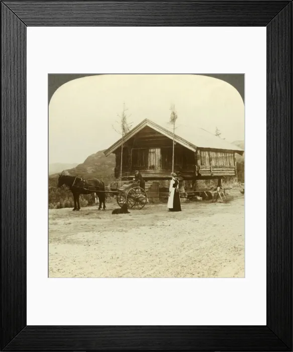 Framed Print : Waiting for passengers on the road near Bolkesjo, Norway, c1905. Creator: Unknown Framed Print : Waiting for passengers on the road near Bolkesjo, Norway, c1905. Creator: Unknown