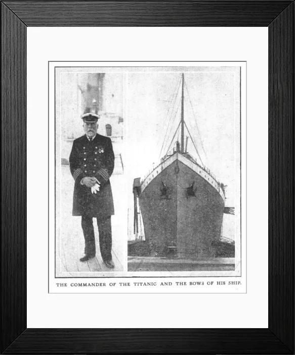 Framed Print : The Commander of the Titanic and the Bows of his Ship, (April 20), 1912. Creator: Unknown Framed Print : The Commander of the Titanic and the Bows of his Ship, (April 20), 1912. Creator: Unknown