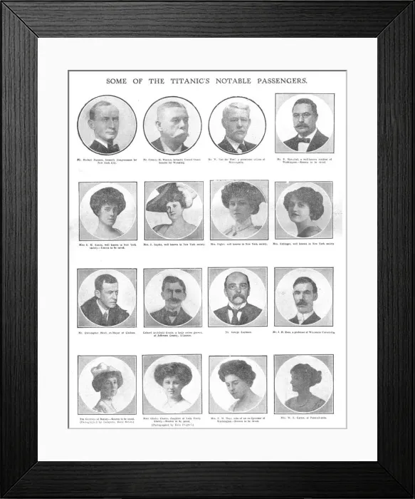Framed Print : Some of the Titanics Notable Passengers, April 20, 1912. Creator: Unknown Framed Print : Some of the Titanics Notable Passengers, April 20, 1912. Creator: Unknown
