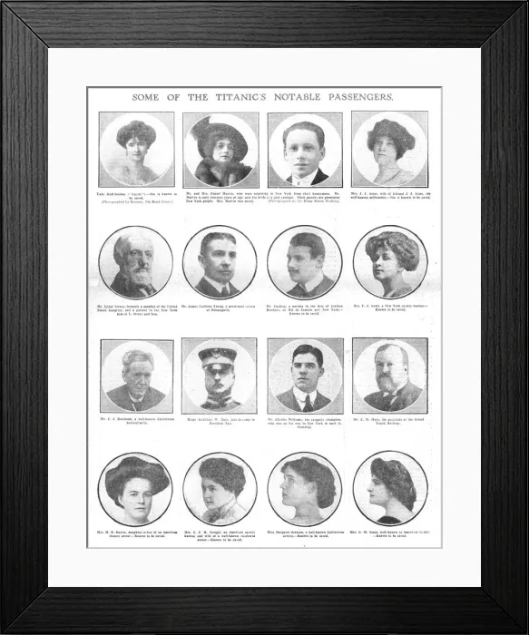 Framed Print : Some of the Titanics Notable Passengers, April 20, 1912. Creator: Unknown Framed Print : Some of the Titanics Notable Passengers, April 20, 1912. Creator: Unknown