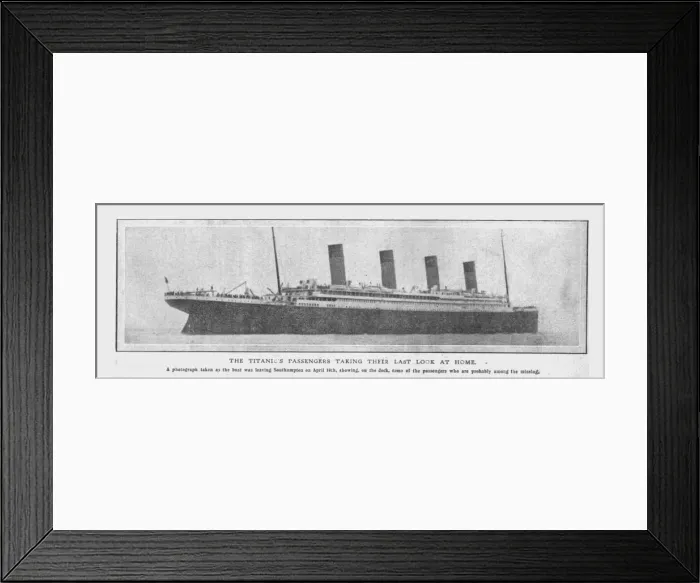 Framed Print : The Titanics Passengers Taking Their Last Look at Home, (April 20), 1912. Creator: Unknown Framed Print : The Titanics Passengers Taking Their Last Look at Home, (April 20), 1912. Creator: Unknown