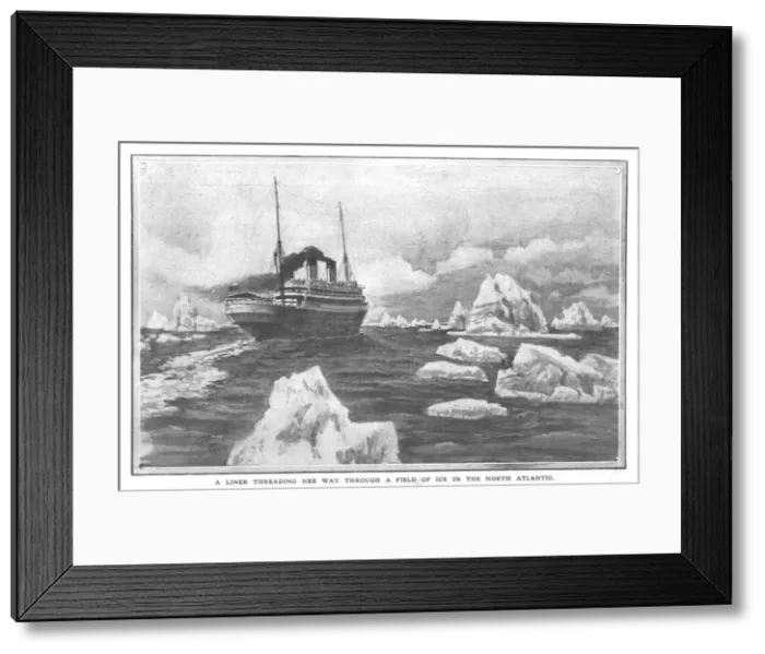 Framed Print : A Liner Threading Her Way Through a Field of Ice in the North Atlantic, April 20, 1912 Framed Print : A Liner Threading Her Way Through a Field of Ice in the North Atlantic, April 20, 1912