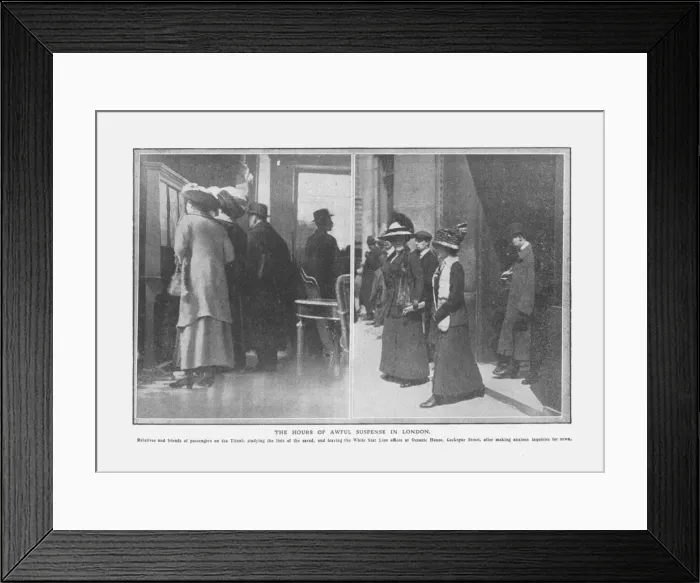 Framed Print : The Hours of Awful Suspense in London, April 20, 1912. Creator: Unknown Framed Print : The Hours of Awful Suspense in London, April 20, 1912. Creator: Unknown