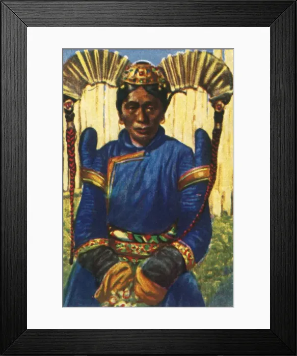 Framed Print : Woman with traditional headdress, Mongolia, c1928. Creator: Unknown Framed Print : Woman with traditional headdress, Mongolia, c1928. Creator: Unknown