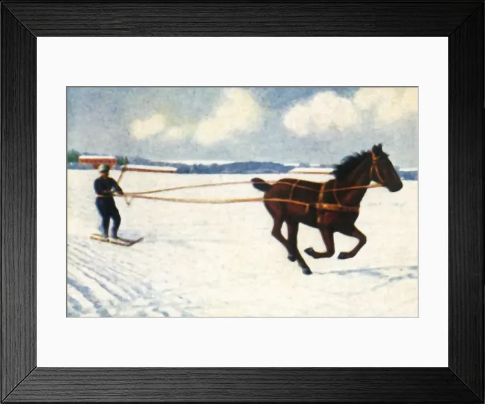 Framed Print : Skijoring in Sweden, c1928. Creator: Unknown Framed Print : Skijoring in Sweden, c1928. Creator: Unknown