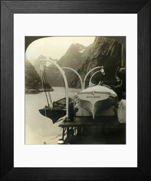 Framed Print : En route to North Cape-skirting precioitous cliffs along Lyngenfjord, Norway, c1905 Framed Print : En route to North Cape-skirting precioitous cliffs along Lyngenfjord, Norway, c1905