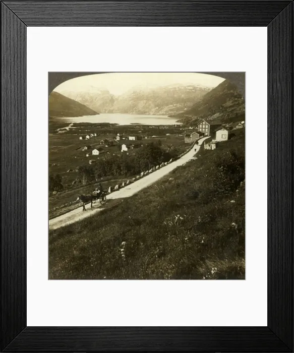 Framed Print : Pretty mountain-walled village and lake of Roldal, in rugged Western Norway, c1905 Framed Print : Pretty mountain-walled village and lake of Roldal, in rugged Western Norway, c1905