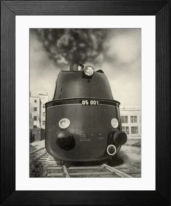 Framed Print : 119 Miles an Hour was attained on a trial run by this new German streamlined locomotive Framed Print : 119 Miles an Hour was attained on a trial run by this new German streamlined locomotive