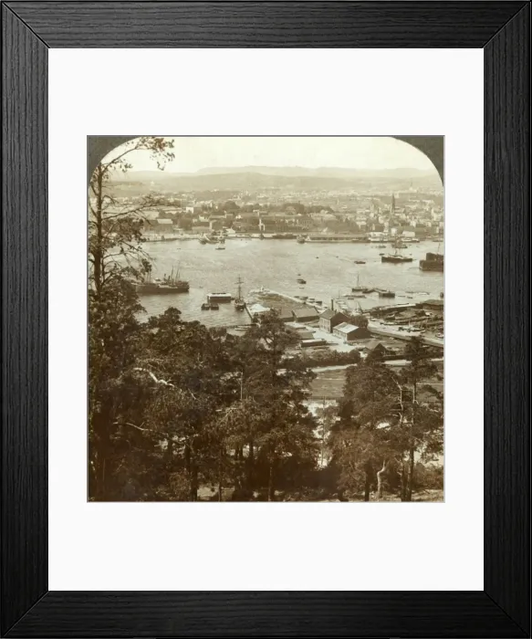 Framed Print : Christiania and her busy harbor, N. W. from the Ekeberg (Royal Palace at right), Norway, c1905 Framed Print : Christiania and her busy harbor, N. W. from the Ekeberg (Royal Palace at right), Norway, c1905