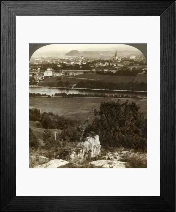 Framed Print : Trondhjem, its homes, warehouses and cathedral, between river Nid and Fjord, Norway, 1905 Framed Print : Trondhjem, its homes, warehouses and cathedral, between river Nid and Fjord, Norway, 1905