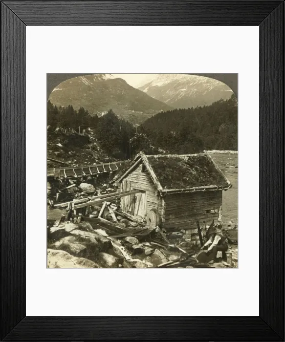 Framed Print : A log-built mill and a water-wheel grindstone, on Stalheims river, Naerodal, Norway, c1905 Framed Print : A log-built mill and a water-wheel grindstone, on Stalheims river, Naerodal, Norway, c1905